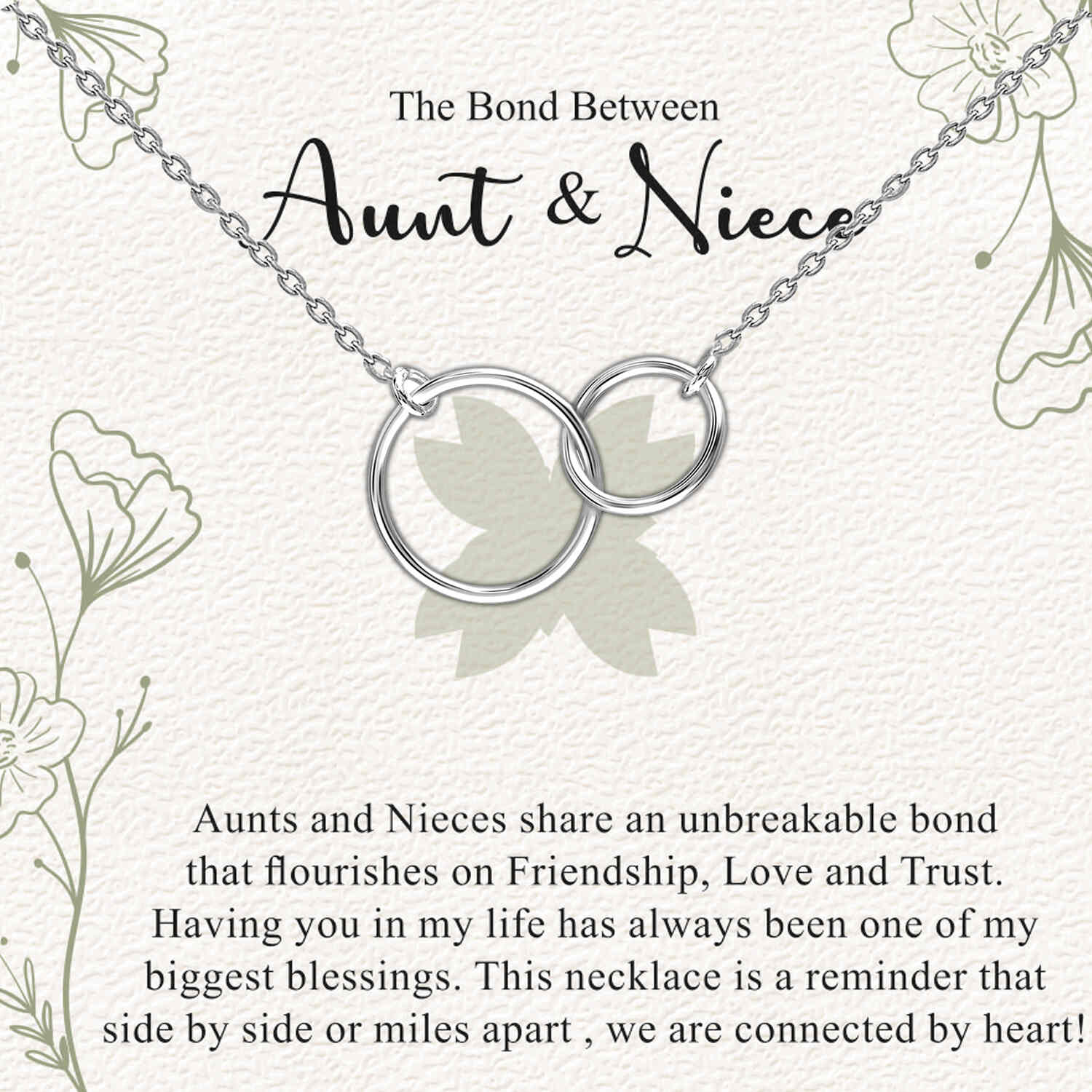 925 Sterling Silver Interlocking Infinity Double Circle Pendant Necklace With Gift Card for Women