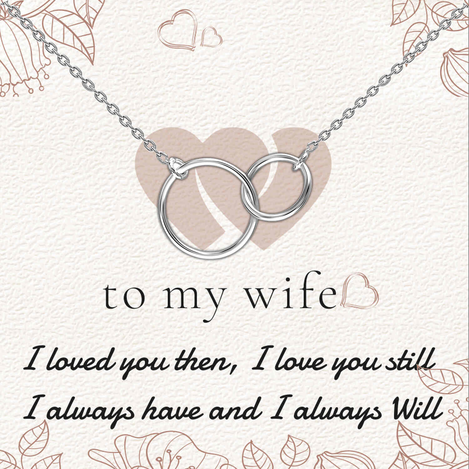 925 Sterling Silver Interlocking Infinity Double Circle Pendant Necklace With Gift Card for Women