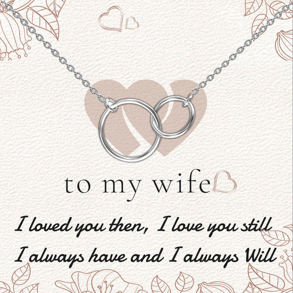925 Sterling Silver Interlocking Infinity Double Circle Pendant Necklace With Gift Card for Women