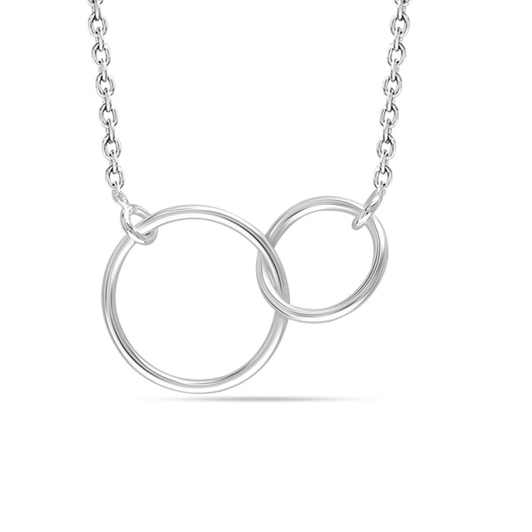 925 Sterling Silver Mother Daughter Interlocking Infinity Double Circle Pendant Necklace for Women