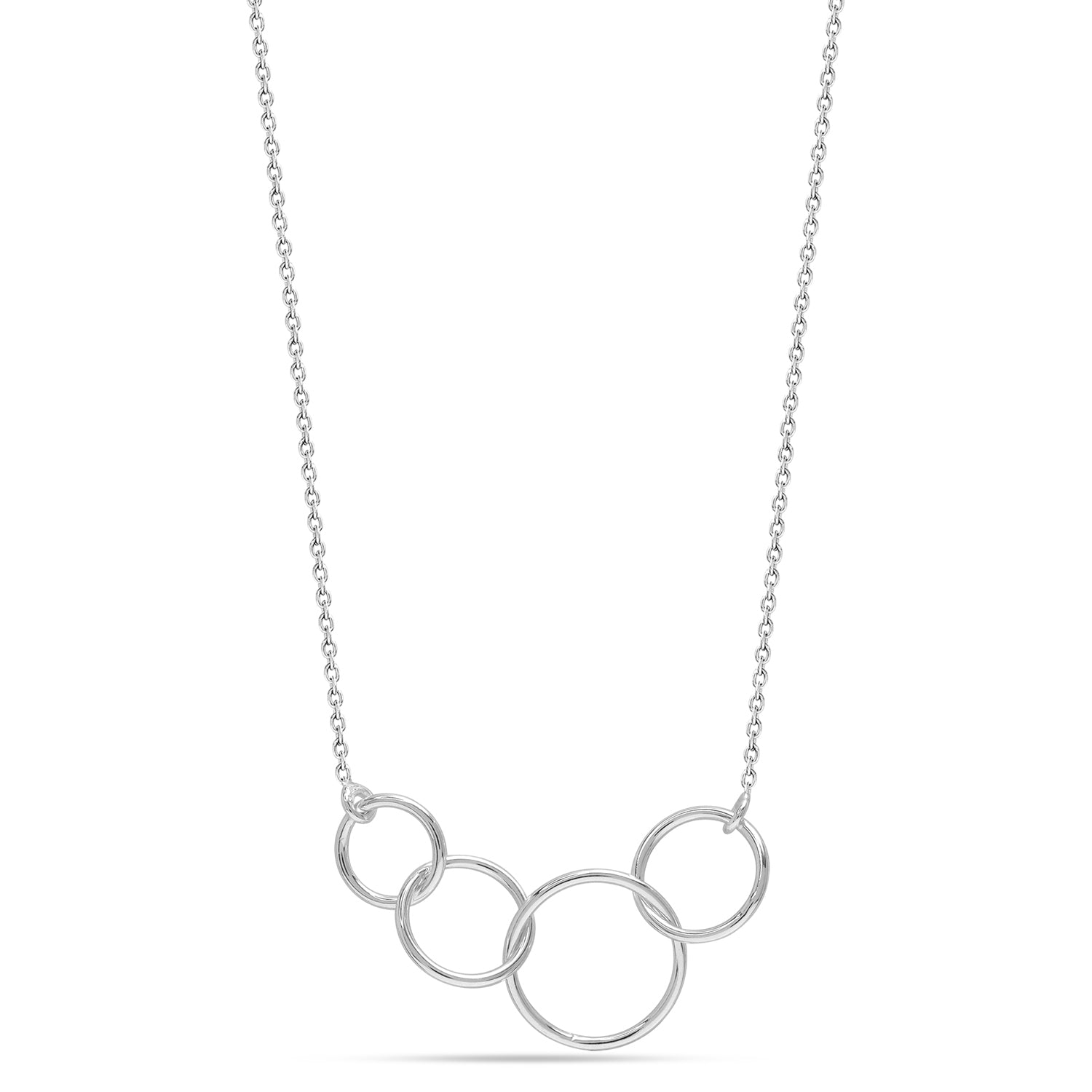 925 Sterling Silver Interlocking Infinity Four Circles Rings Necklace for Women Teen