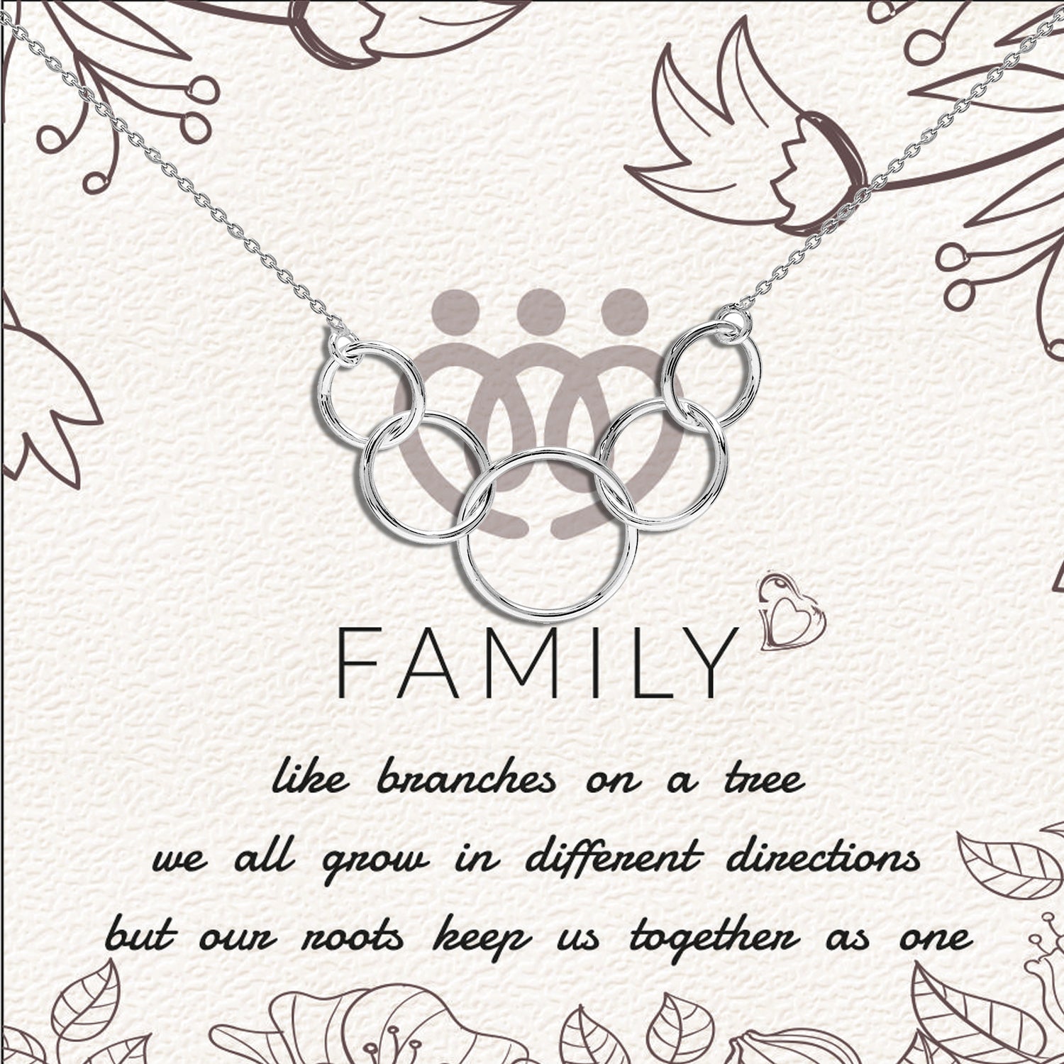925 Sterling Silver Interlocking Infinity Five Rings Circles Necklace With Gift Card for Women Teen