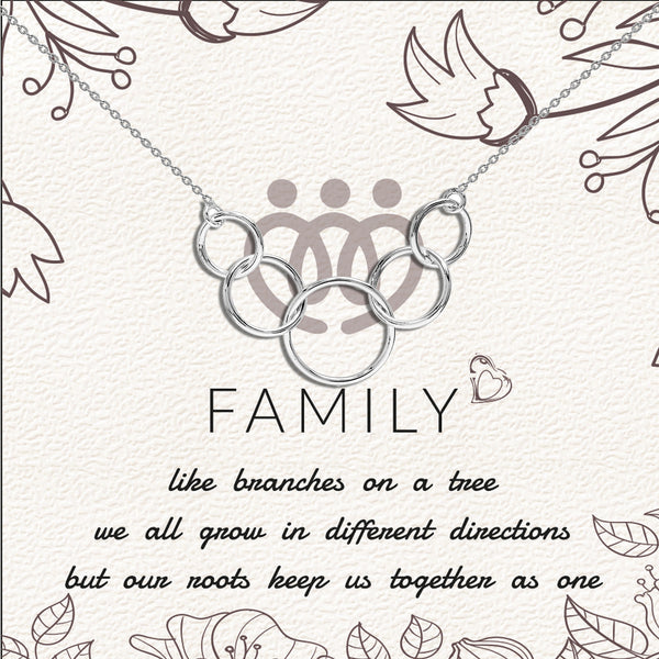 925 Sterling Silver Interlocking Infinity Five Rings Circles Necklace With Gift Card for Women Teen