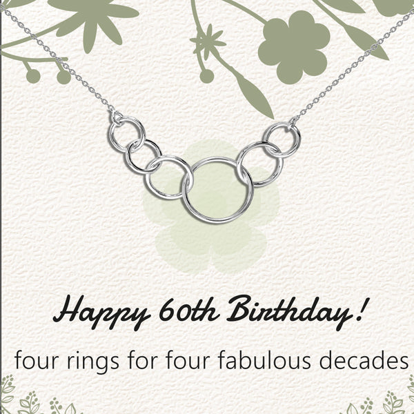 925 Sterling Silver Interlocking Infinity Six Rings Circles Necklace Gift for Women