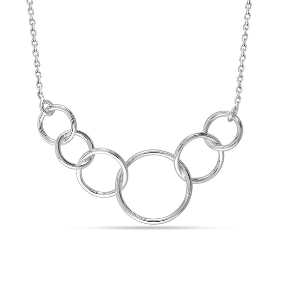 925 Sterling Silver Interlocking Infinity Six Rings Circles Necklace for Women