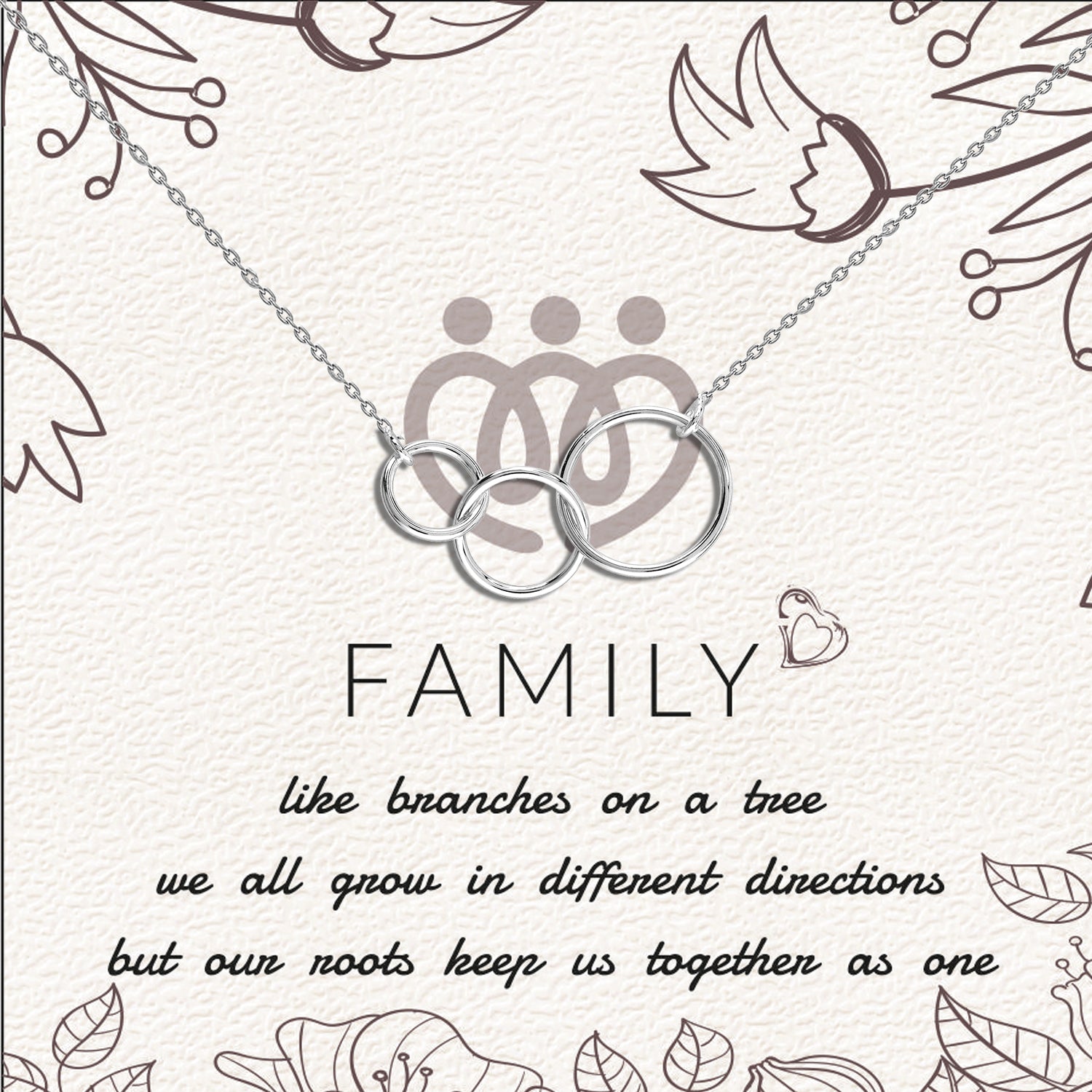 925 Sterling Silver Interlocking Infinity 3 Generations Circle Necklace Gift for Women Teen