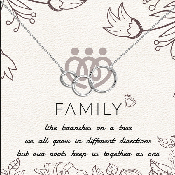 925 Sterling Silver Interlocking Infinity 3 Generations Circle Necklace Gift for Women Teen