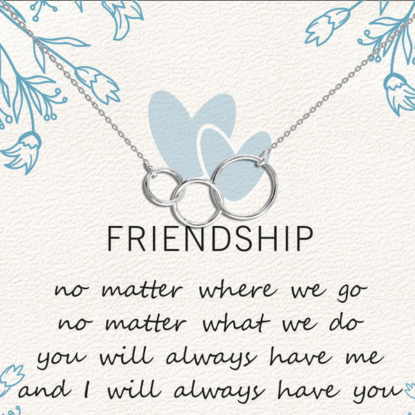 925 Sterling Silver Interlocking Infinity 3 Generations Circle Necklace Gift for Women Teen