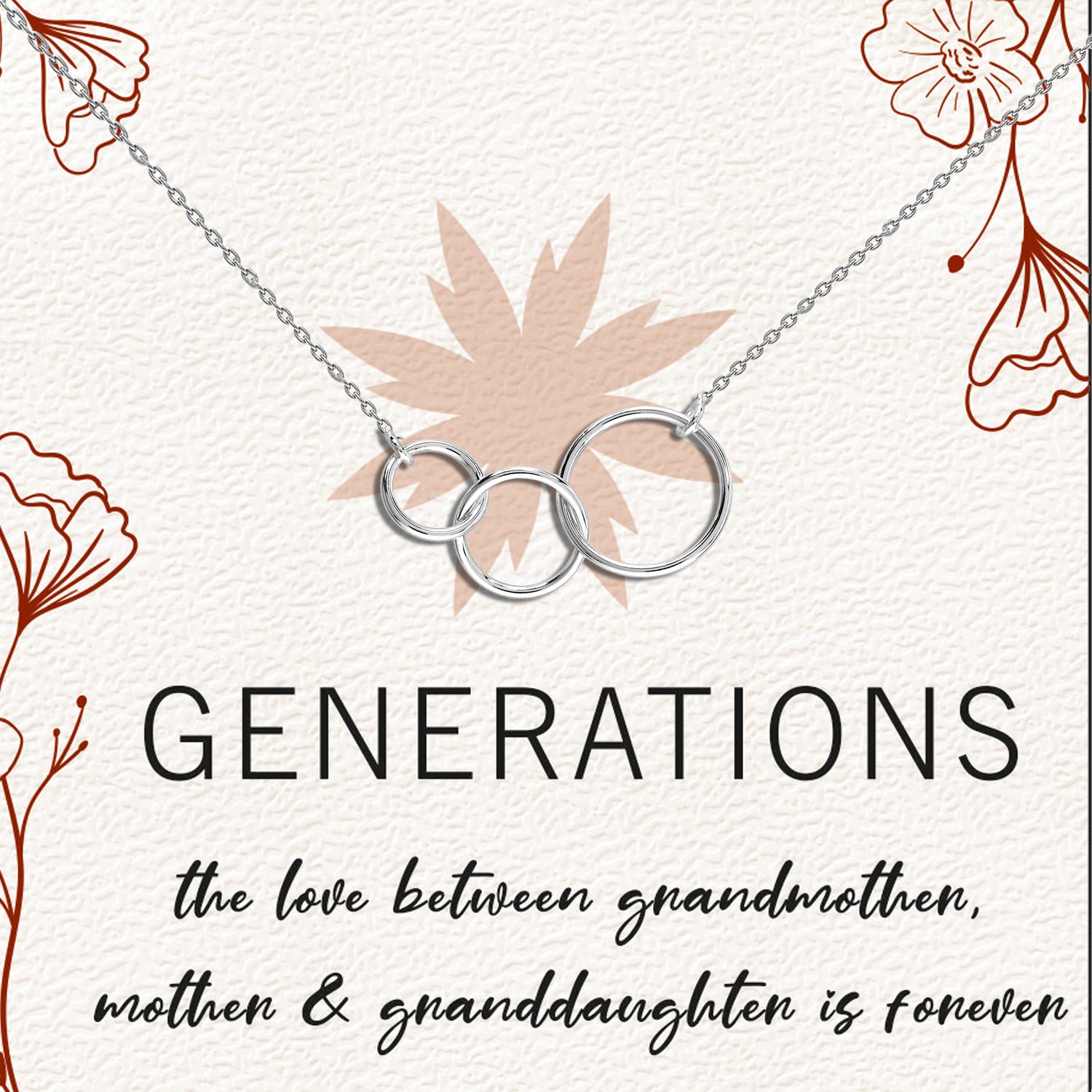 925 Sterling Silver Interlocking Infinity 3 Generations Circle Necklace Gift for Women Teen