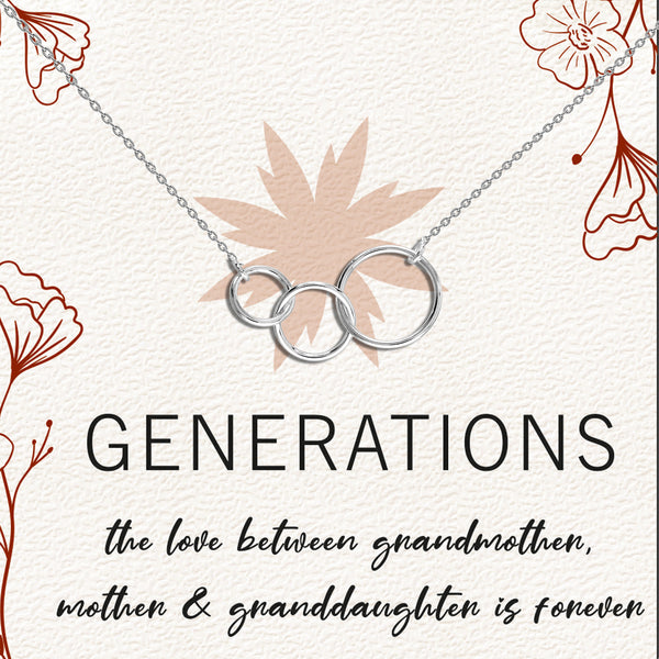 925 Sterling Silver Interlocking Infinity 3 Generations Circle Necklace Gift for Women Teen