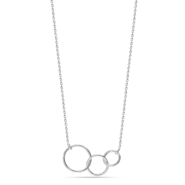 925 Sterling Silver Interlocking Infinity 3 Generations Circle Necklace for Women Teen