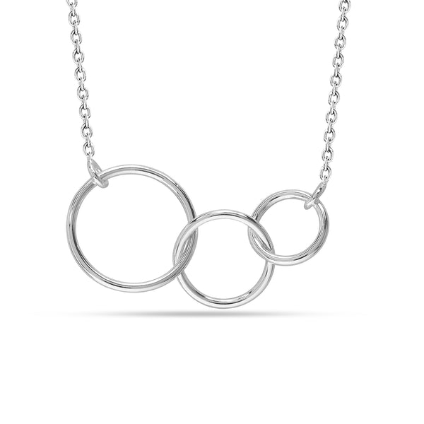 925 Sterling Silver Interlocking Infinity 3 Generations Circle Necklace for Women Teen