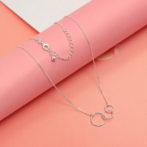 925 Sterling Silver Interlocking Infinity 3 Generations Circle Necklace Gift for Women Teen