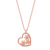 925 Sterling Silver 14K Rose-Gold Plated Zirconia Flower Love Heart Shape Pendant Necklace for Women