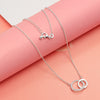 925 Sterling Silver Cubic Zirconia Interlocking Double Circles Pendant Necklace With Gift Card for Women