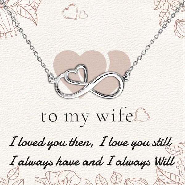 925 Sterling Silver Infinity Love Heart Shape Pendant Necklace With Gift Card for Women Teen and Girls