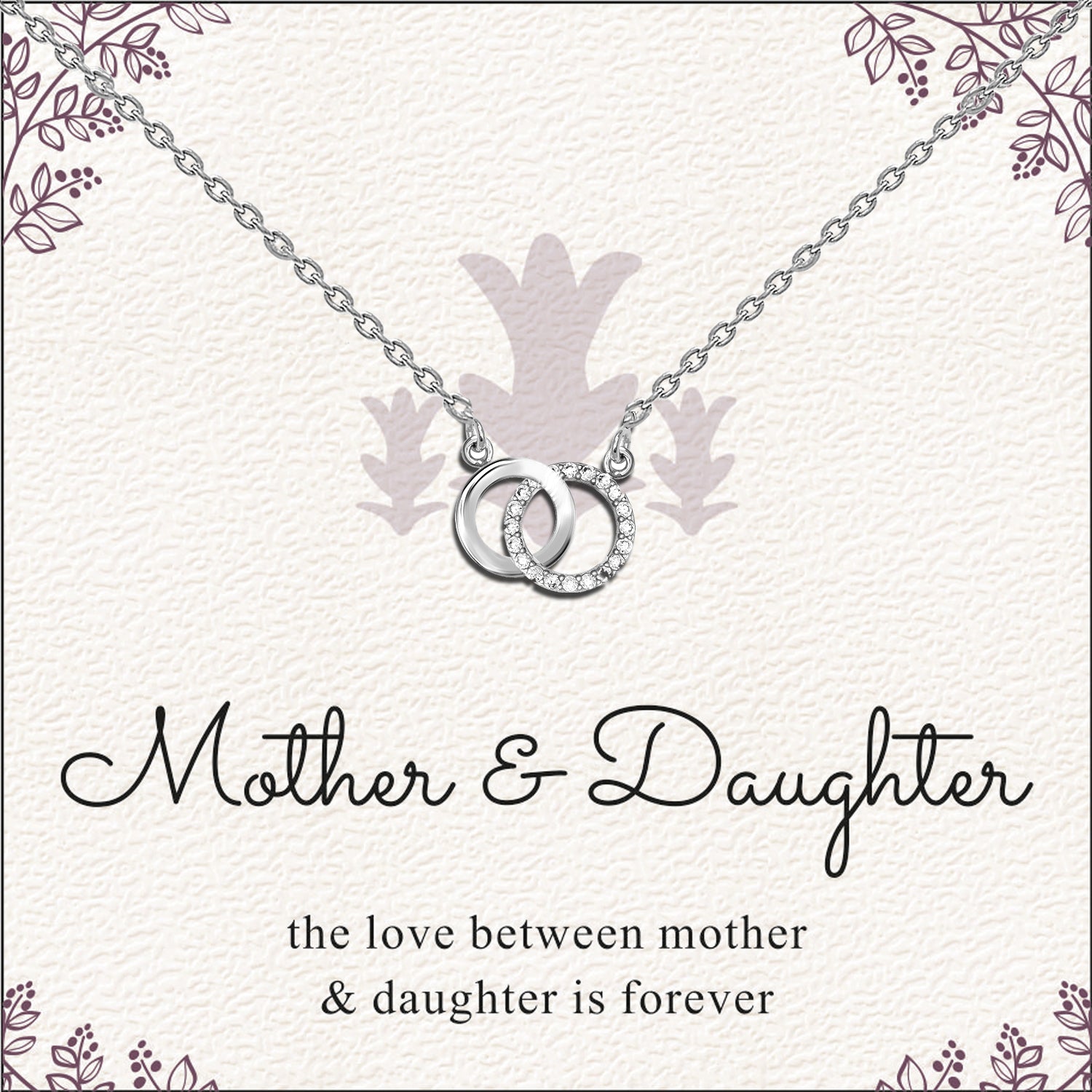925 Sterling Silver Cubic Zirconia Interlocking Infinity Double Circle Pendant Necklace With Gift Card for Women Teen