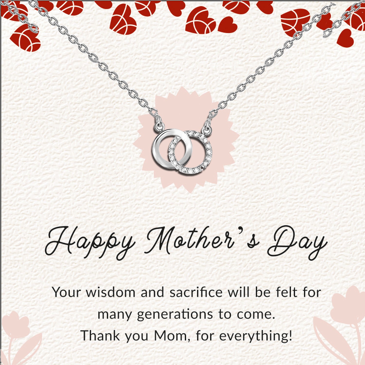 925 Sterling Silver Cubic Zirconia Interlocking Infinity Double Circle Pendant Necklace With Gift Card for Women Teen