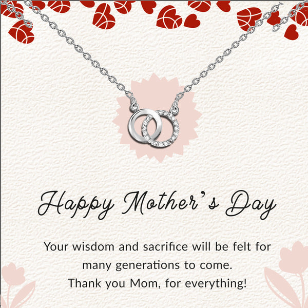 925 Sterling Silver Cubic Zirconia Interlocking Infinity Double Circle Pendant Necklace With Gift Card for Women Teen
