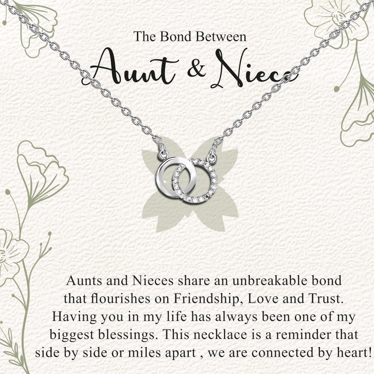 925 Sterling Silver Cubic Zirconia Interlocking Infinity Double Circle Pendant Necklace With Gift Card for Women Teen