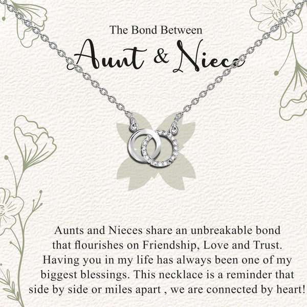 925 Sterling Silver Cubic Zirconia Interlocking Infinity Double Circle Pendant Necklace With Gift Card for Women Teen