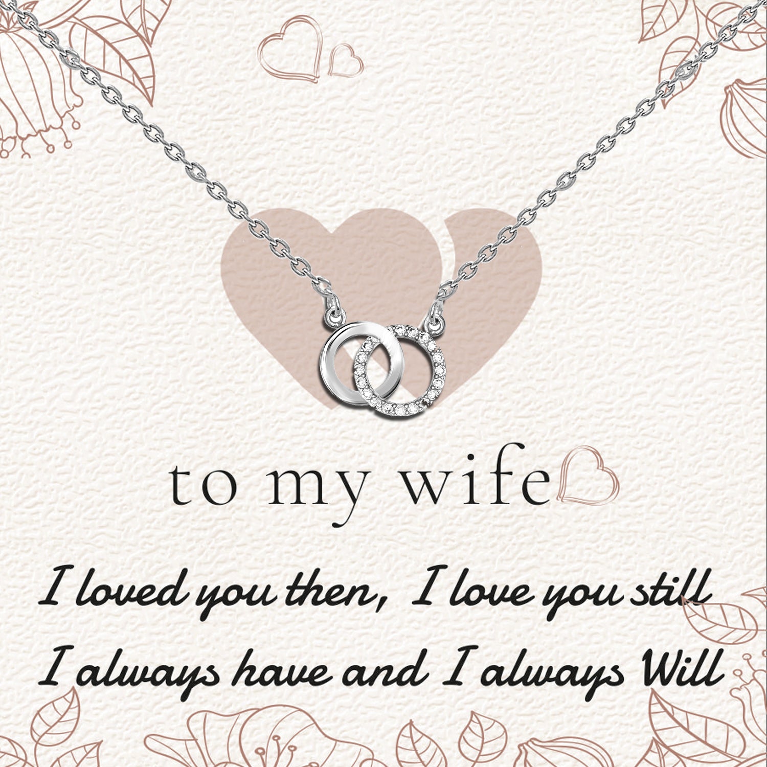 925 Sterling Silver Cubic Zirconia Interlocking Infinity Double Circle Pendant Necklace With Gift Card for Women Teen