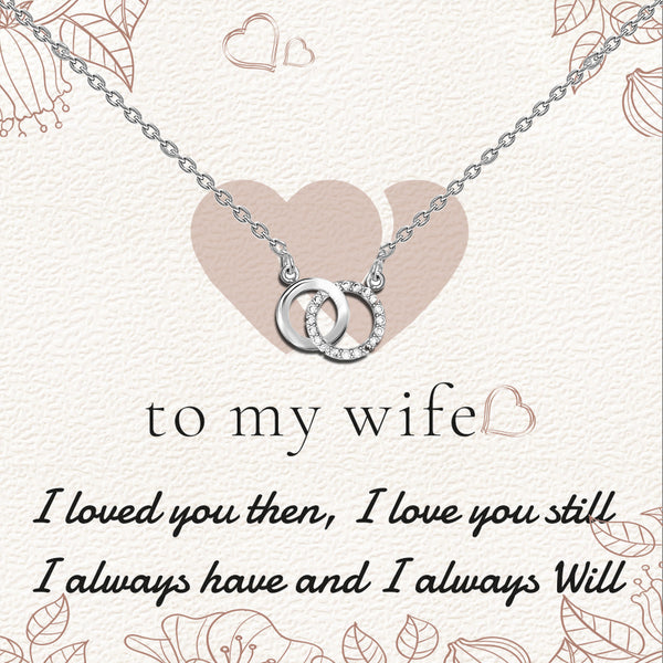 925 Sterling Silver Cubic Zirconia Interlocking Infinity Double Circle Pendant Necklace With Gift Card for Women Teen