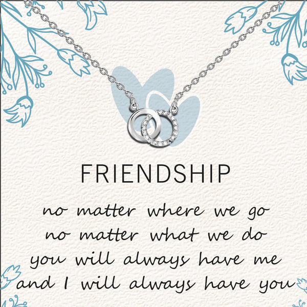 925 Sterling Silver Cubic Zirconia Interlocking Infinity Double Circle Pendant Necklace With Gift Card for Women Teen