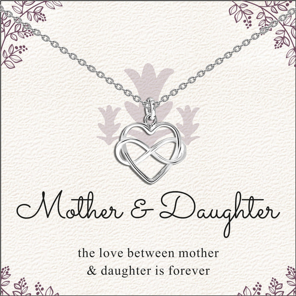 925 Sterling Silver Infinity Love Knot Heart Shape Pendant Necklace With Gift Card for Women Teen and Girls