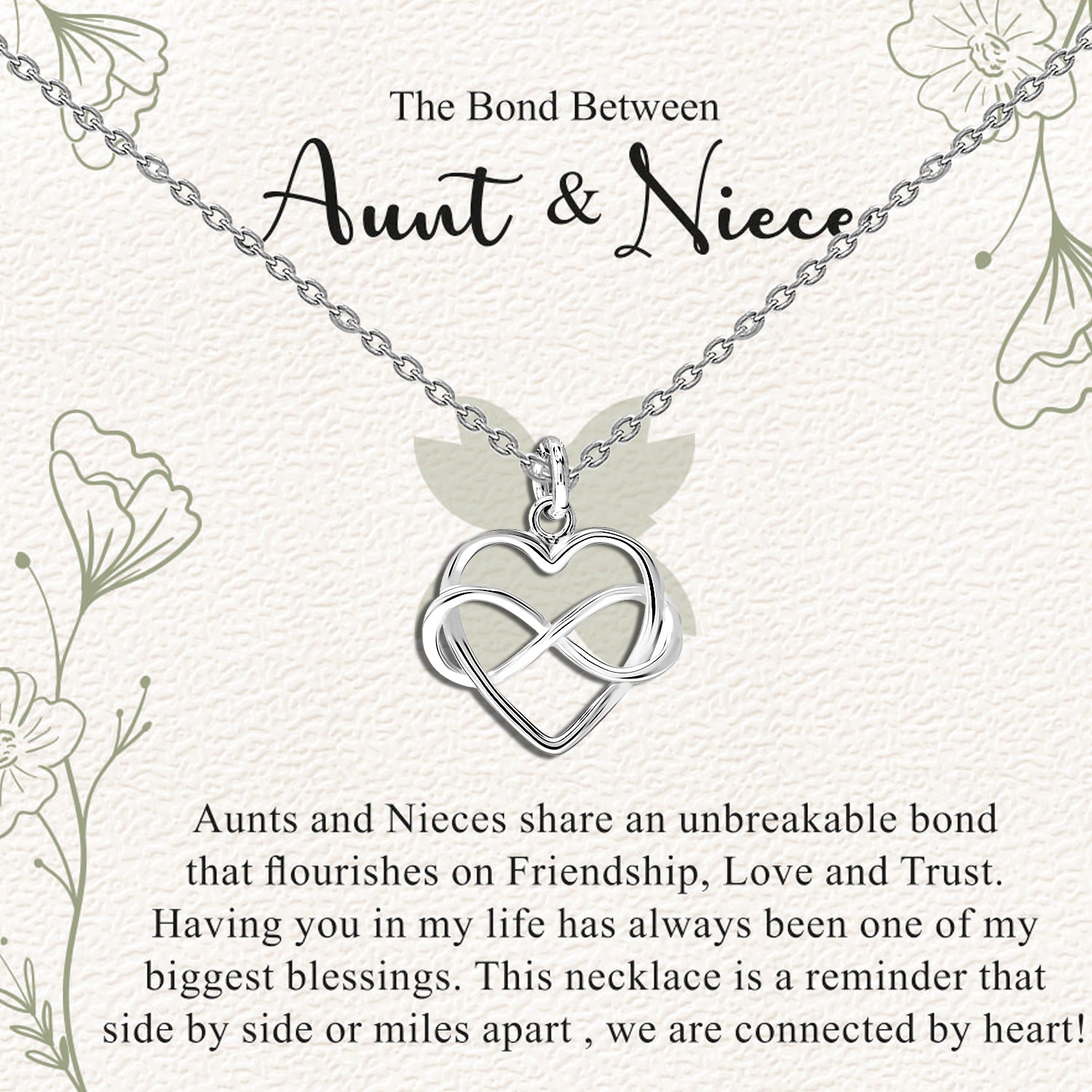 925 Sterling Silver Infinity Love Knot Heart Shape Pendant Necklace With Gift Card for Women Teen and Girls