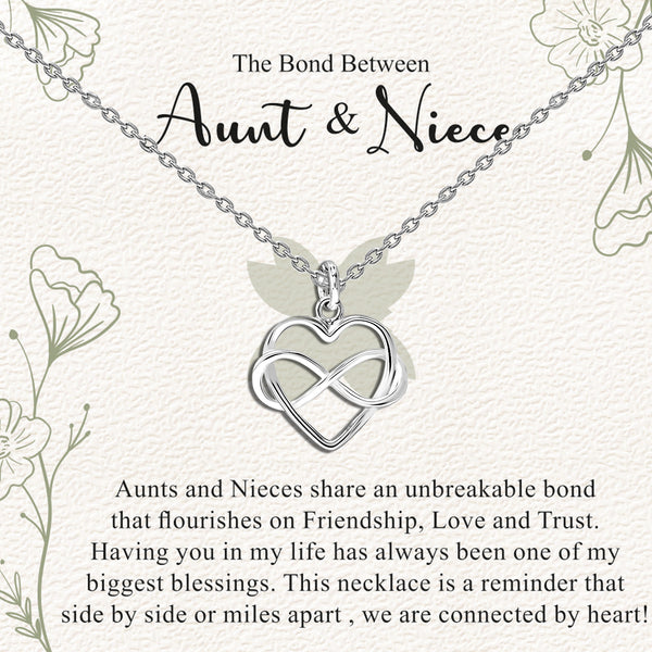 925 Sterling Silver Infinity Love Knot Heart Shape Pendant Necklace With Gift Card for Women Teen and Girls