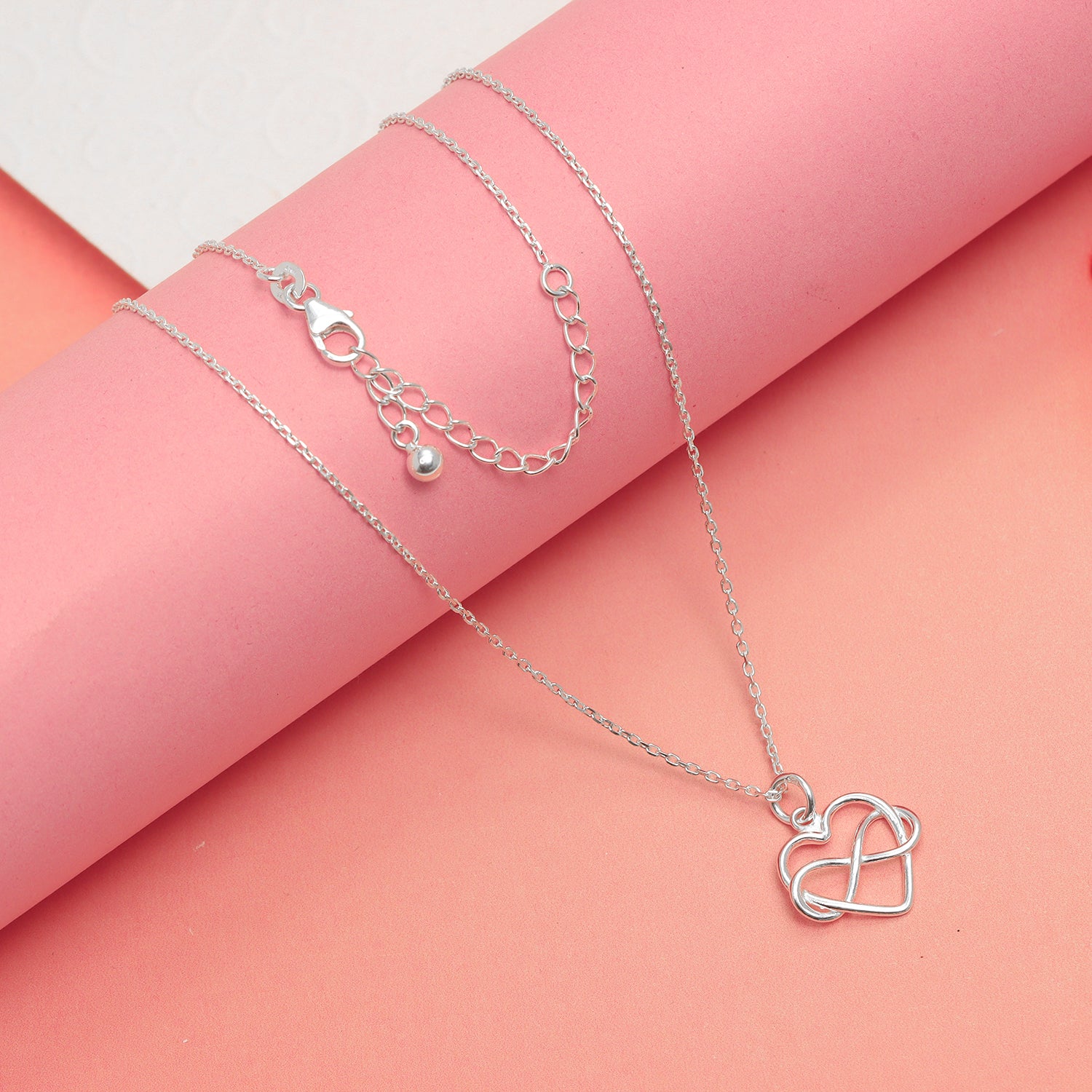 925 Sterling Silver Infinity Love Knot Heart Shape Pendant Necklace With Gift Card for Women Teen and Girls