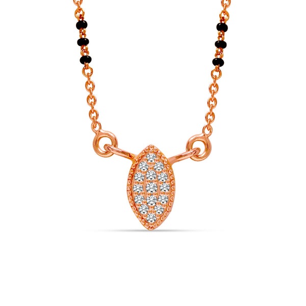 925 Sterling Silver Rose Gold Plated Marquise Mangalsutra for Women