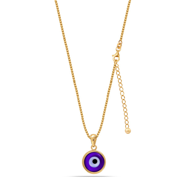 925 Sterling Silver 14K Gold Plated Evil Eye Protection Charm Pendant Necklace for Women Teen