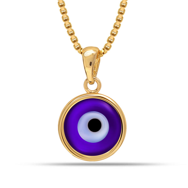 925 Sterling Silver 14K Gold Plated Evil Eye Protection Charm Pendant Necklace for Women Teen