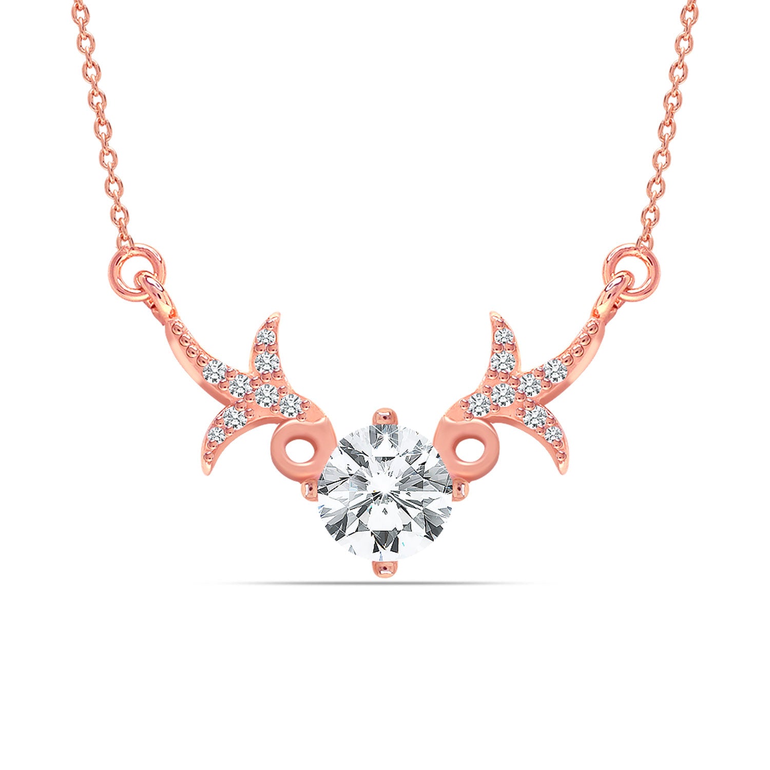 925 Sterling Silver Rose Gold Plated Love Bouquet Mangalsutra Necklace for Women