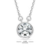 925 Sterling Silver Round Cubic Zirconia Bezel Set Crystal Adjustable Solitaire Cable Chain  Pendant Necklace for Women