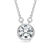925 Sterling Silver Round Cubic Zirconia Bezel Set Crystal Adjustable Solitaire Cable Chain  Pendant Necklace for Women