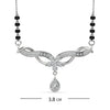 925 Sterling Silver Cubic Zirconia Teardrop Floral Wings Mangalsutra for Women