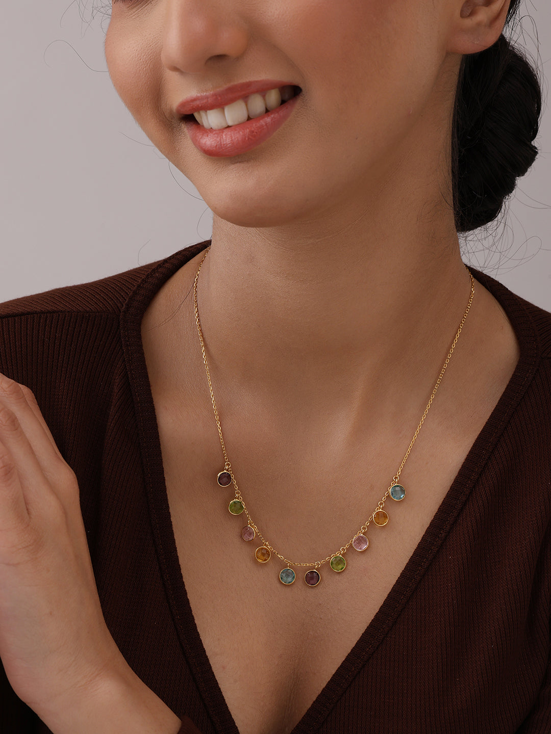 Golden Spectrum Multi-Stone Necklace