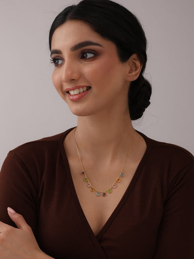 Golden Spectrum Multi-Stone Necklace