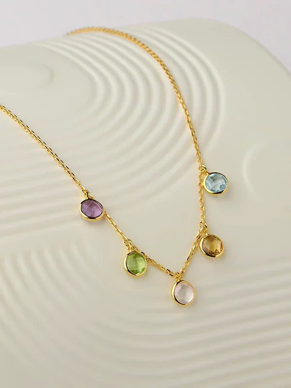 Golden Spectrum Multi-Stone Necklace