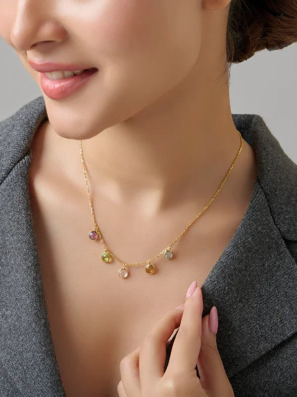 Golden Spectrum Multi-Stone Necklace