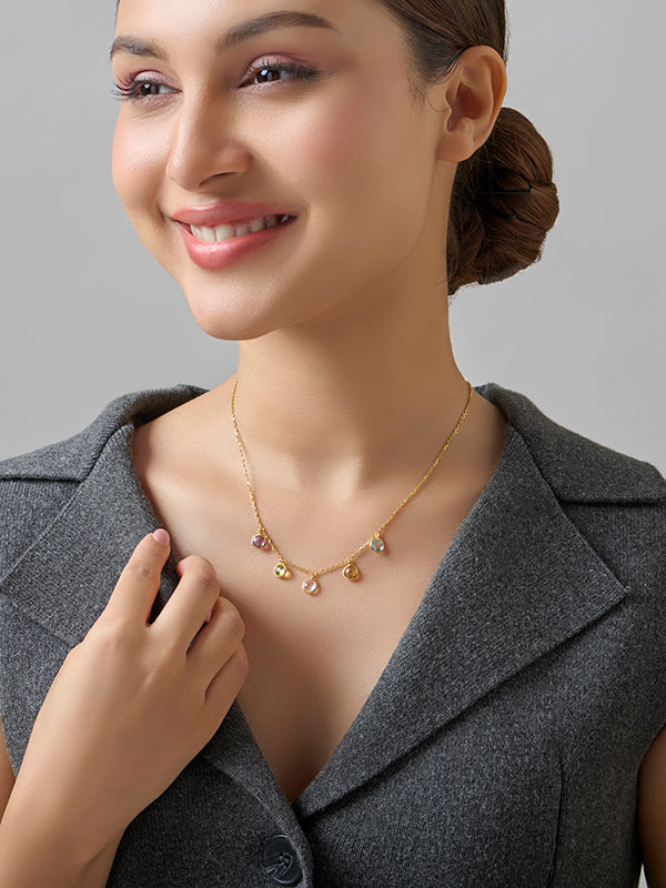Golden Spectrum Multi-Stone Necklace