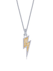 Gold Iced Thunder Bolt Pendant Necklace for Men