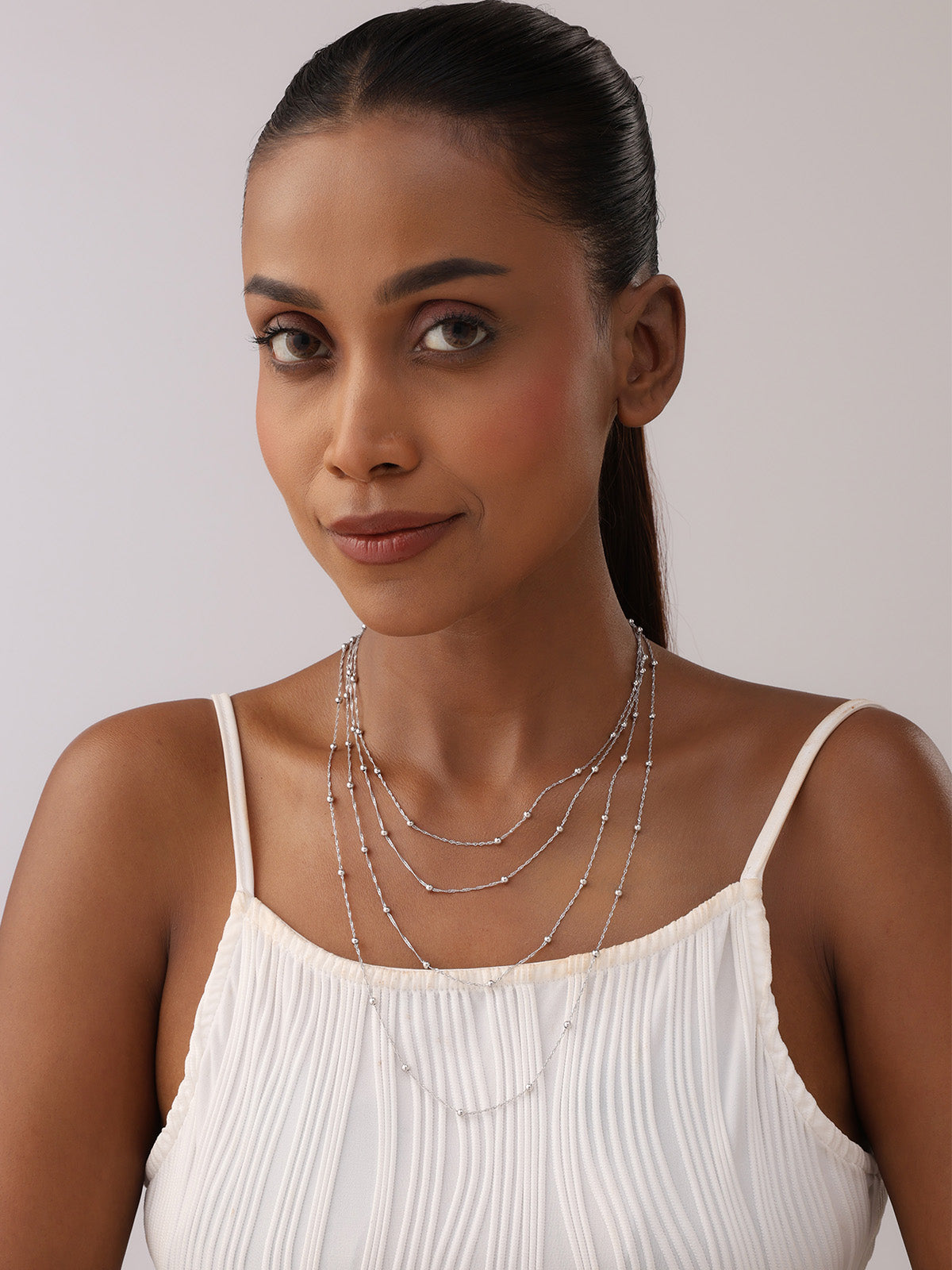 Rhodium Station Necklace
