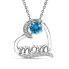 925 Sterling Silver Mom Love Heart Birthstone Pendant Necklace for Women