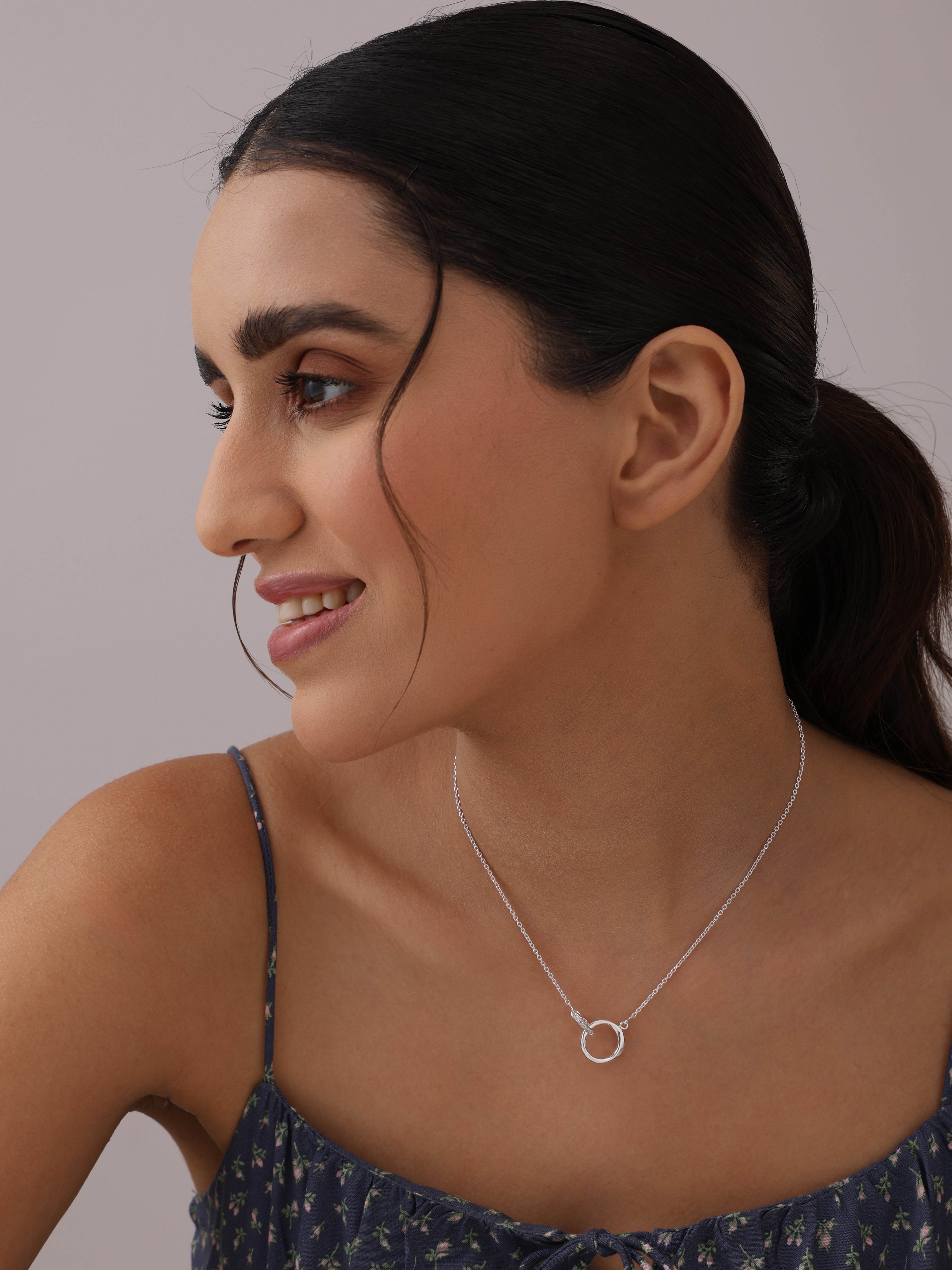 Eternal Bond Open Circle Heart Pendant Necklace