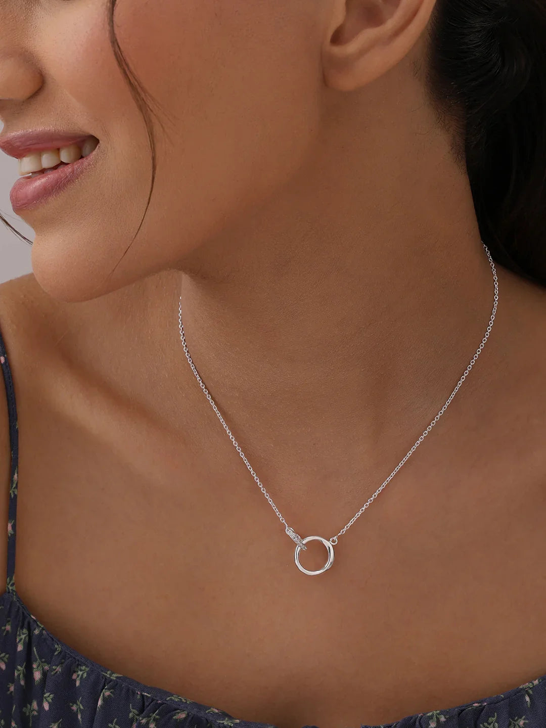 Eternal Bond Open Circle Heart Pendant Necklace