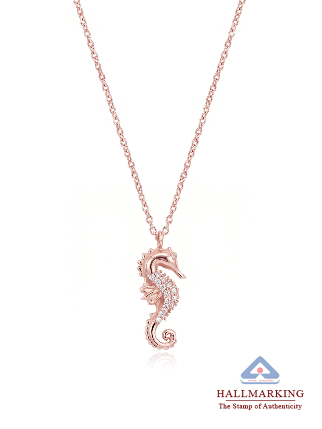 Ocean Whisper Rose Gold Seahorse Pendant Necklace